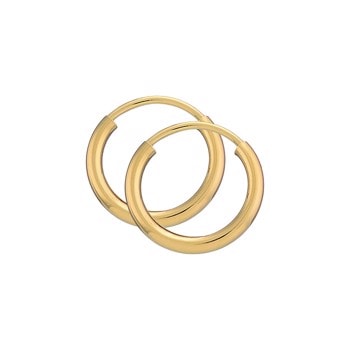 BNH Dame blanke 14 kt rødguld Øre creoler, Ø 13 mm x 2,0 mm